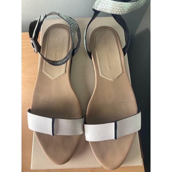 Loeffler Randall Gilda-Vass Sandal White & Green Embossed Flat With Box Sz 9.5 - Picture 3 of 11